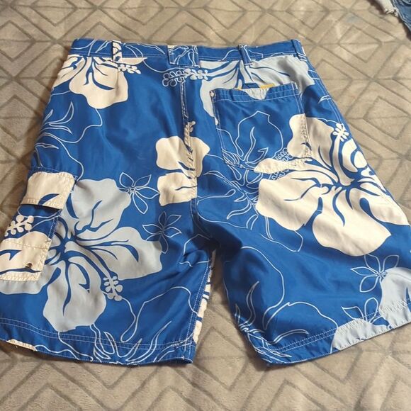 URBAN PIPELINE Men's (Size 32) Blue Reversible Swimming Trunks Shorts 9 Pockets! - Picture 2 of 6
